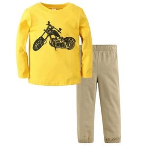 Boys Yellow motorcycle long sleeve tee & pants